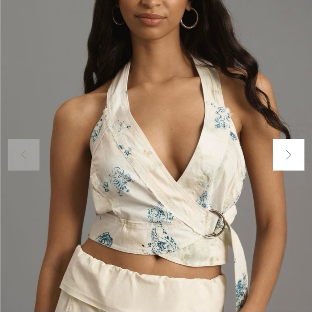 ANTHROPOLOGIE Pilcro Halter Buckle Wrap Top NWT Size Medium